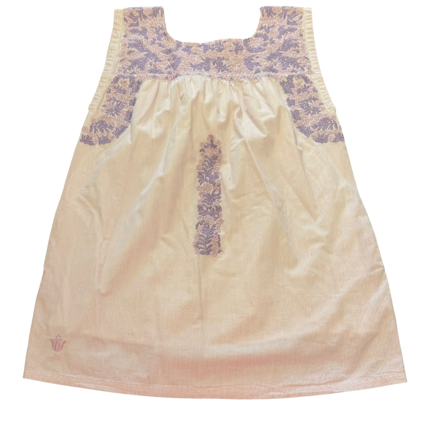 J MARIE LILAC STRIPED EMBROIDERED DRESS 263 SMALL