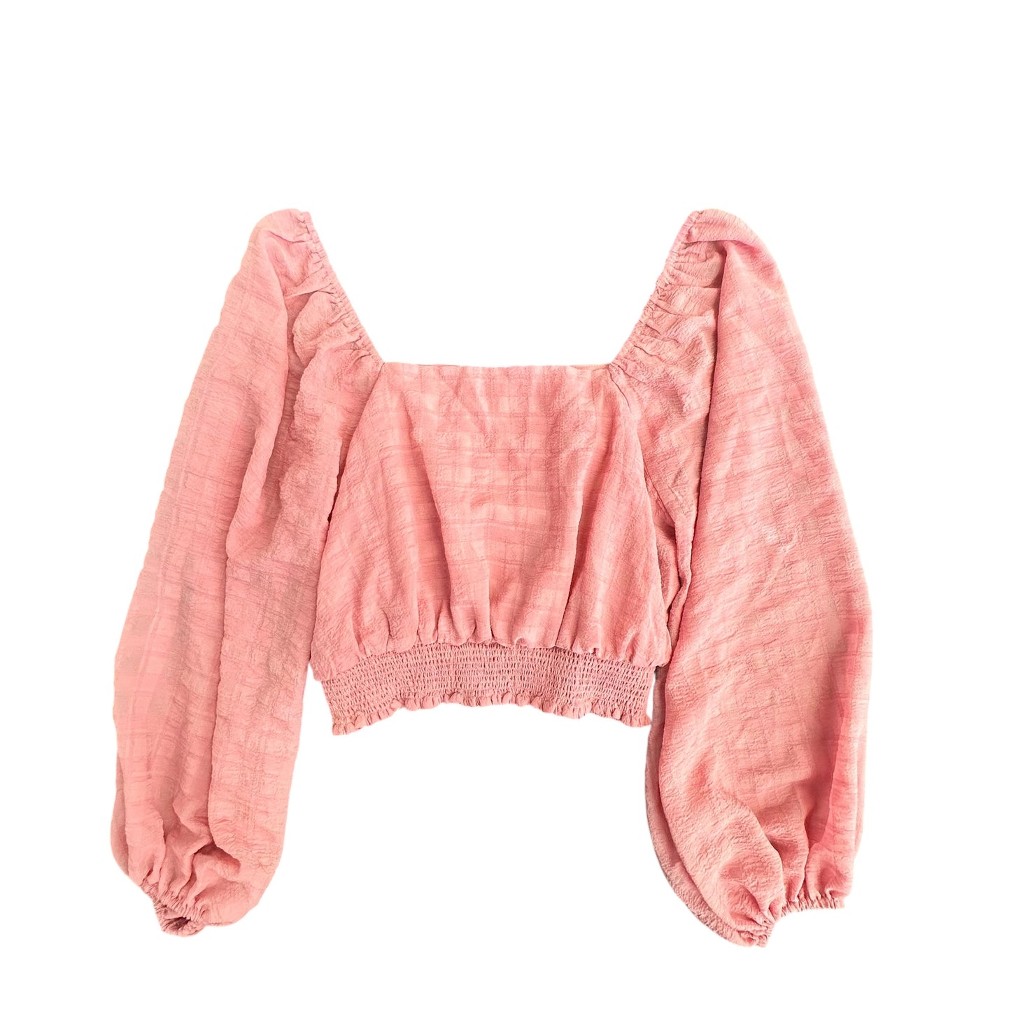 LOECOLETTE PINK CROPPED PUFF SLEEVE BLOUSE 122 MEDIUM