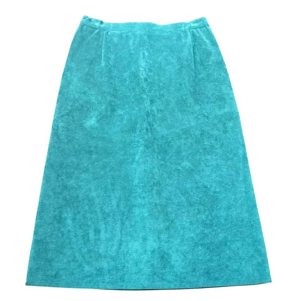 ULTRA SUEDE TURQUOISE FAUX SUEDE KNEE LENGTH SKIRT 100 SZ 4/SMALL