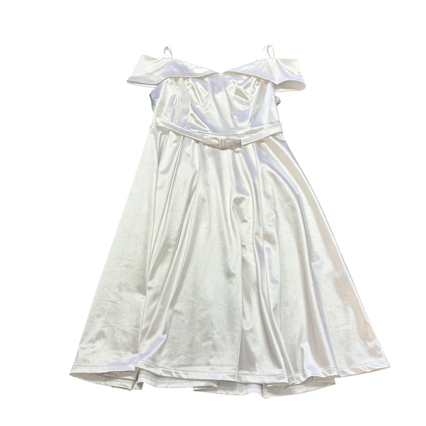 MUXXN WHITE SATIN MIDI FIT FLARE DRESS 141 XL