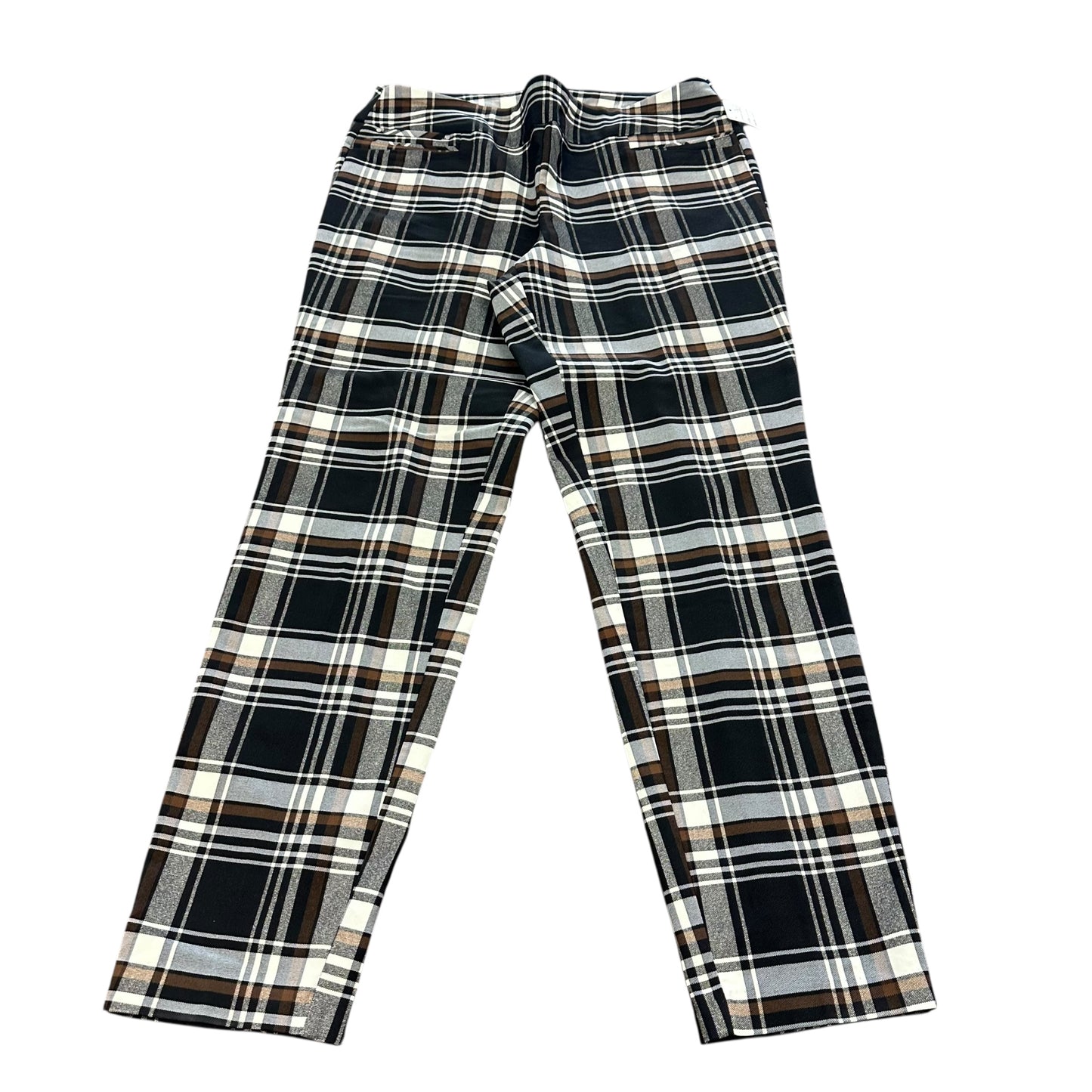 CATO BLACK WHITE BROWN PLAID PULL ON PANTS 36 SZ 14