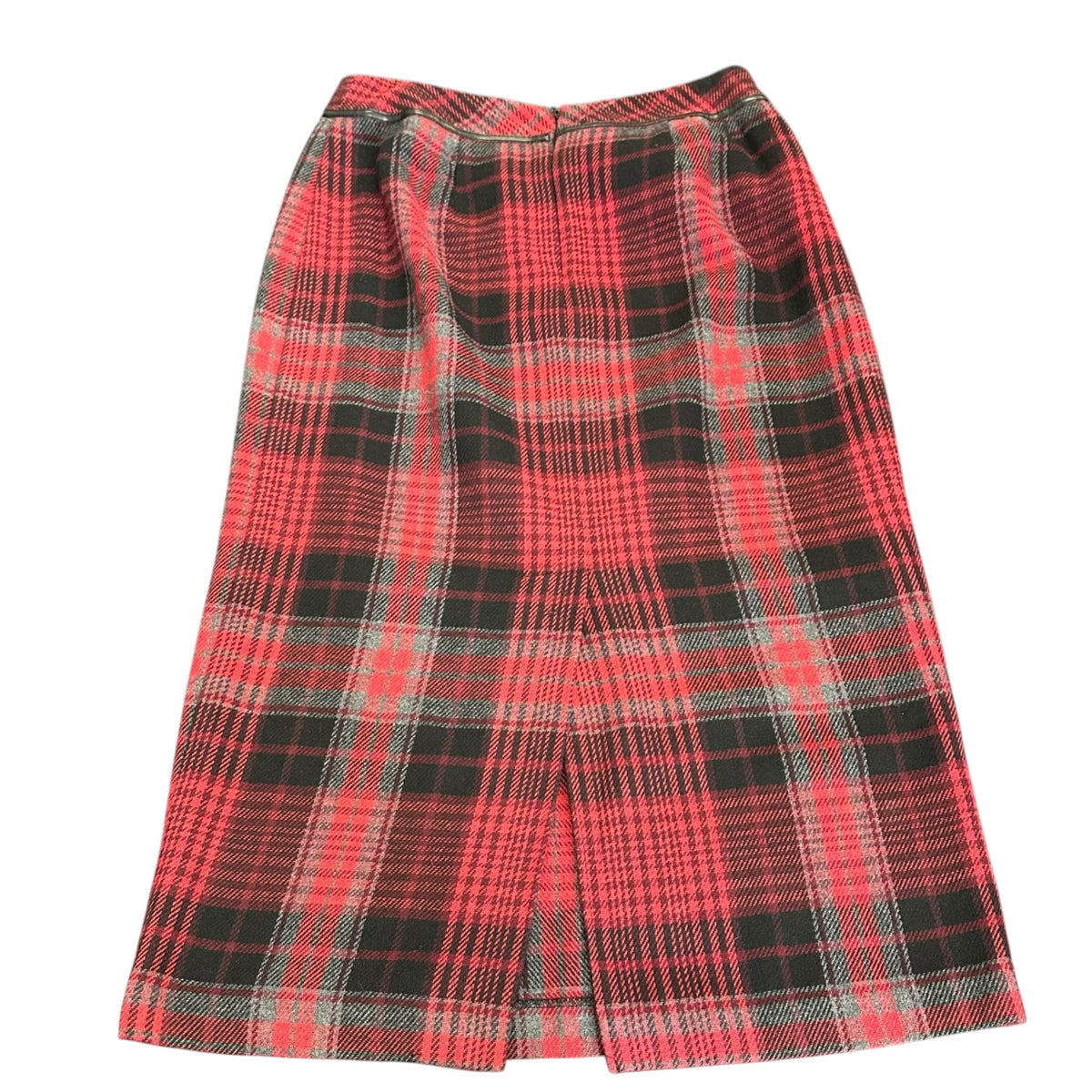 WORTHINGTON PETITE VINTAGE WOOL BLEND SKIRT MIDI PLAID RED BLACK 289 SZ 6