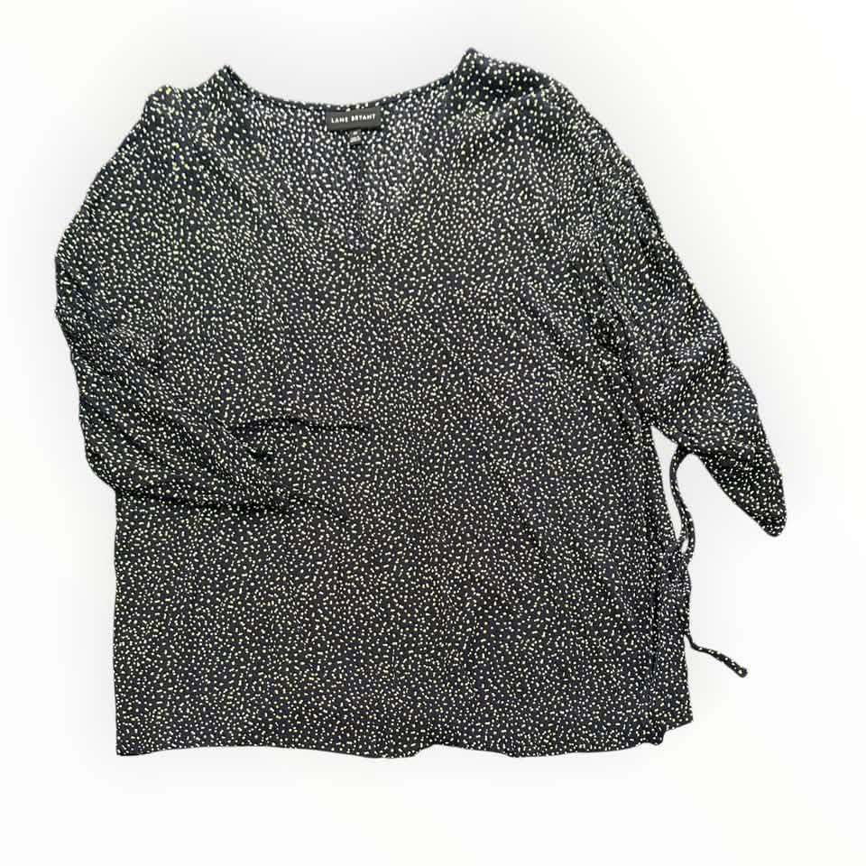 LANE BRYANT NAVY GREEN WHITE SPECKLED BLOUSE 292 SZ 22