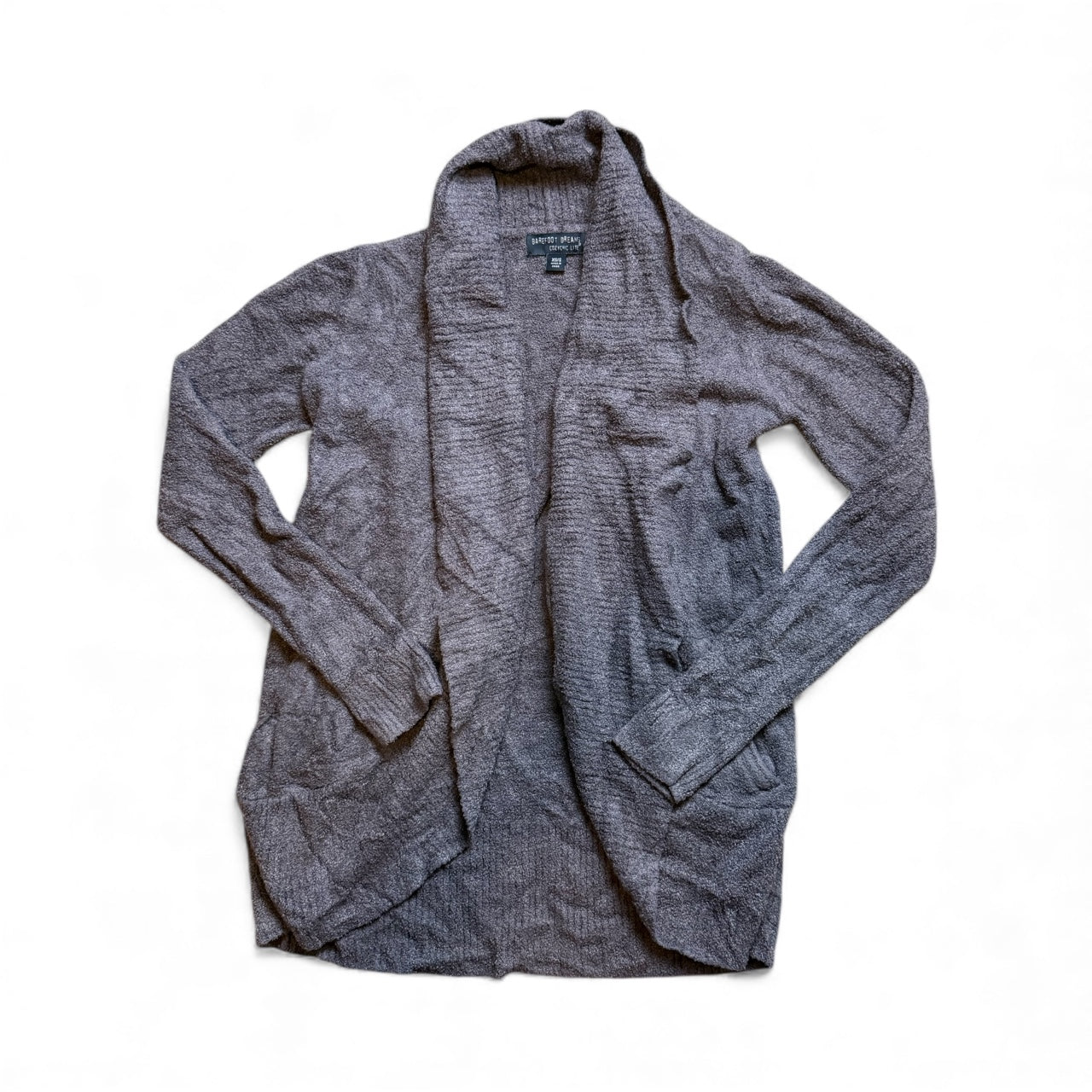 BAREFOOT DREAMS COZY CHIC LITE GRAY CIRCLE KNIT CARDIGAN 100 XS/S