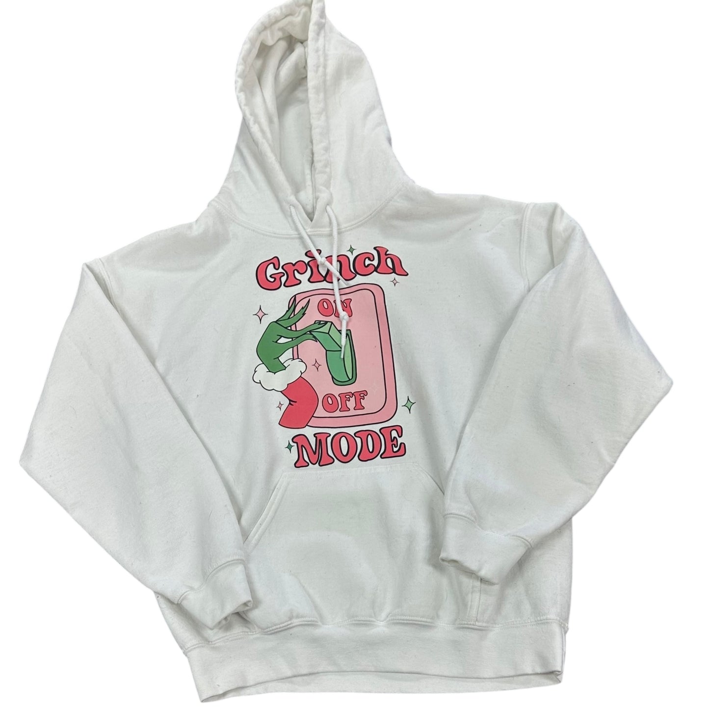 GRINCH MODE CHRISTMAS WHITE HOODIE 100 MEDIUM