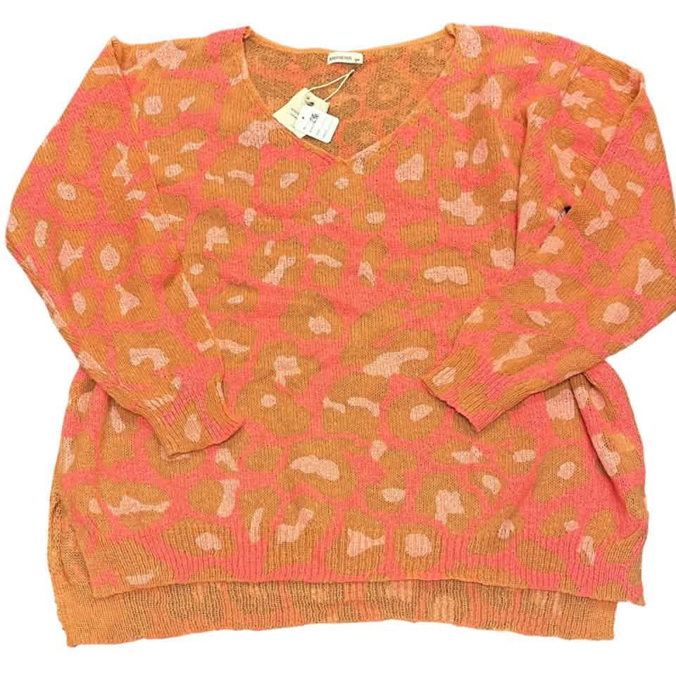 ANDTHEWHY ORANGE PINK ANIMAL PRINT SWEATER NWT 296 2/3X