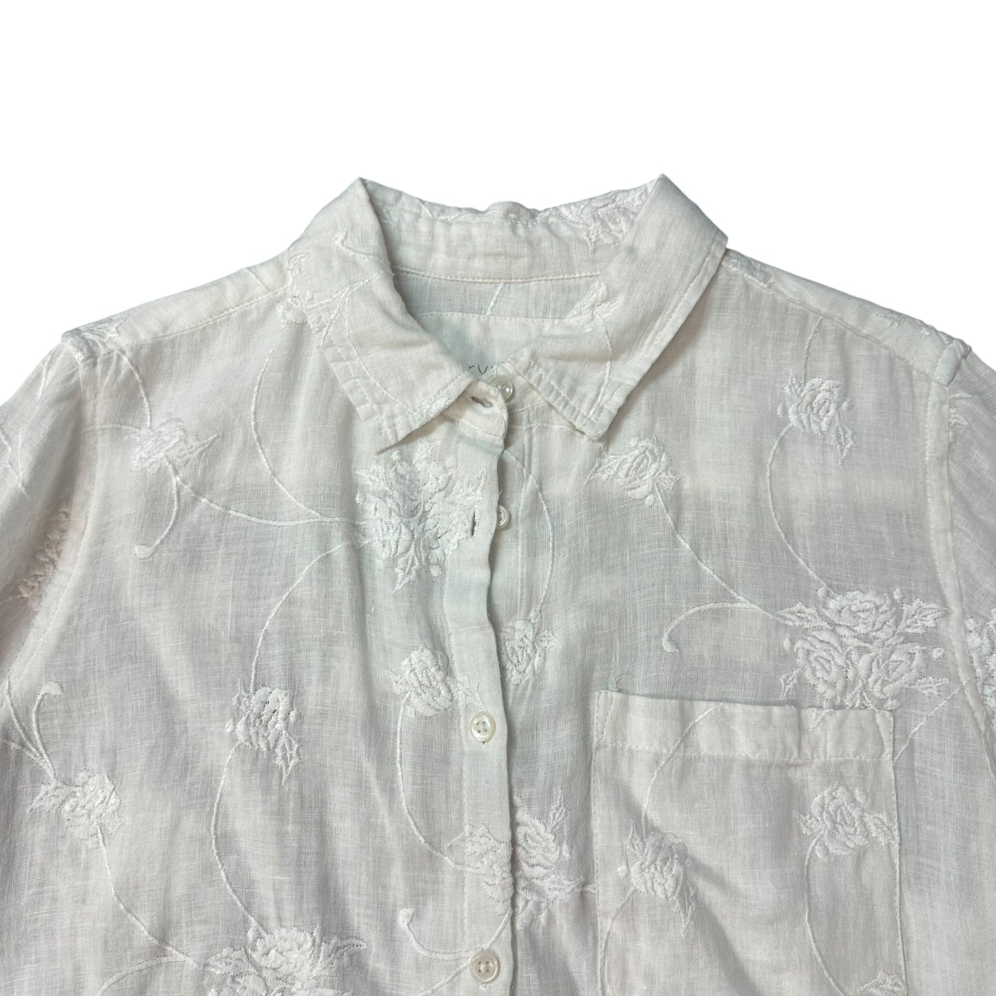 KARYN SEO WHITE BUTTON UP EMBROIDERED BLOUSE 115 SMALL