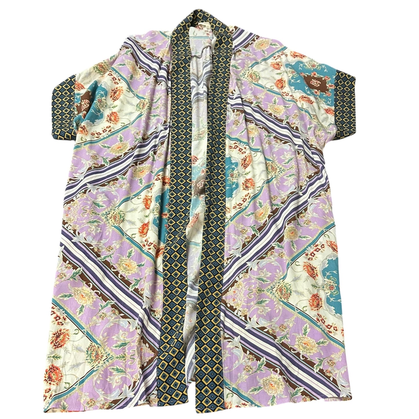 ODDI LILAC FLORAL COLORFUL KIMONO 279 1XL