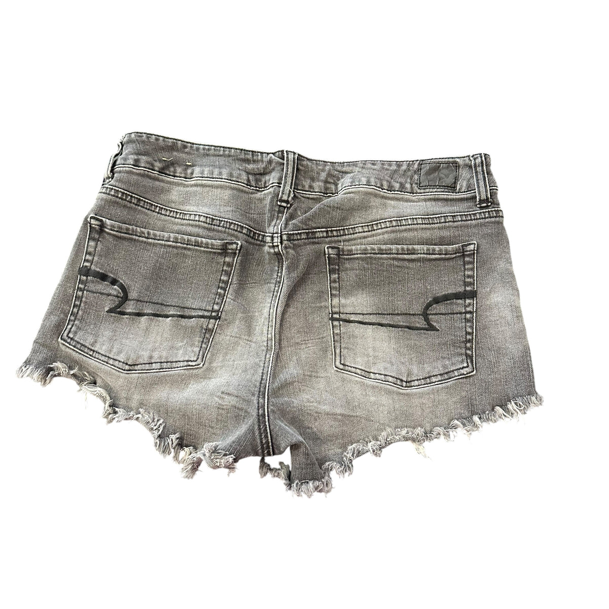 AMERICAN EAGLE BLACK DENIM CUT OFF SHORTS STRETCH 82 SZ 14