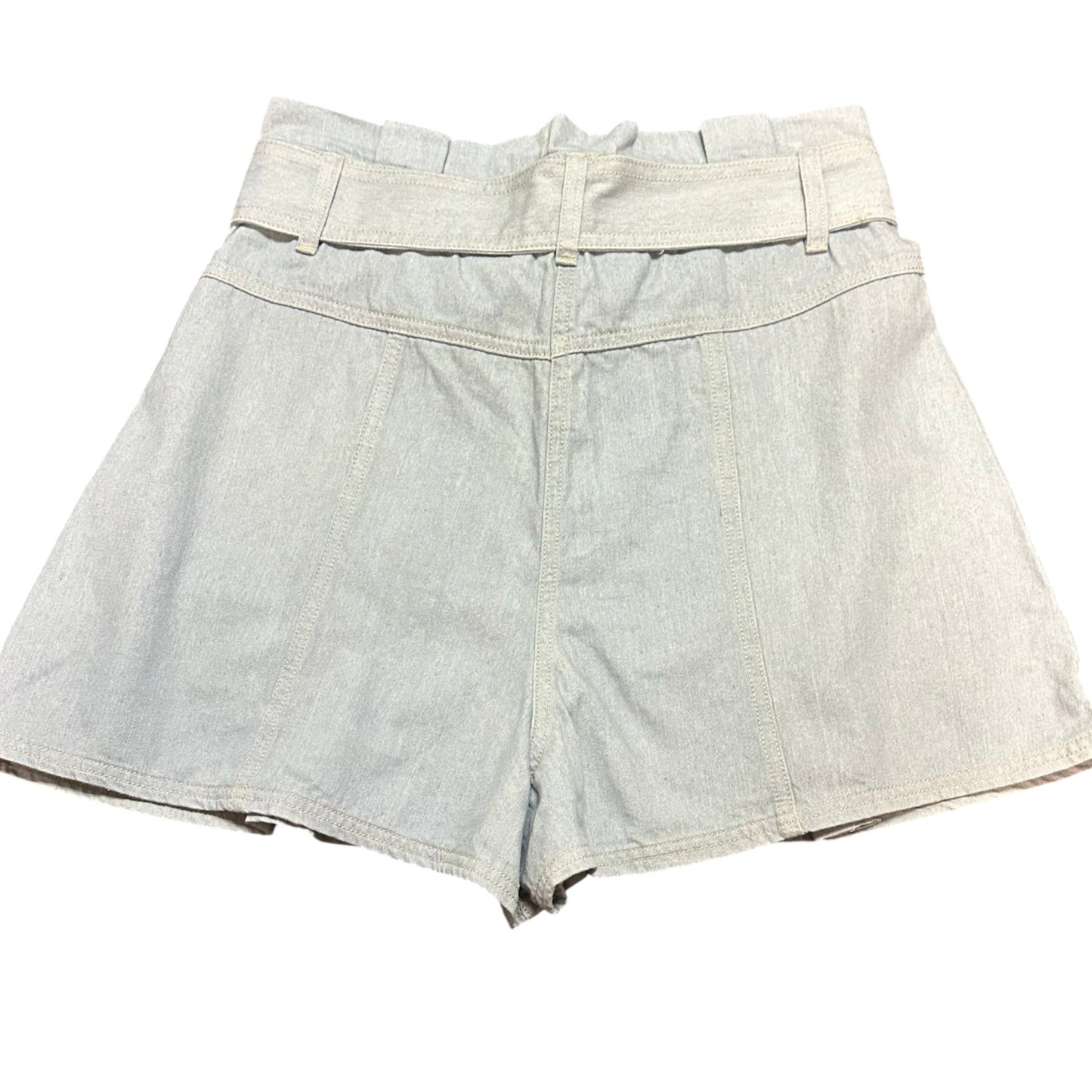 MINKPINK DENIM SHORTS BLUE PLEATED HIGH WAISTED 27 MEDIUM