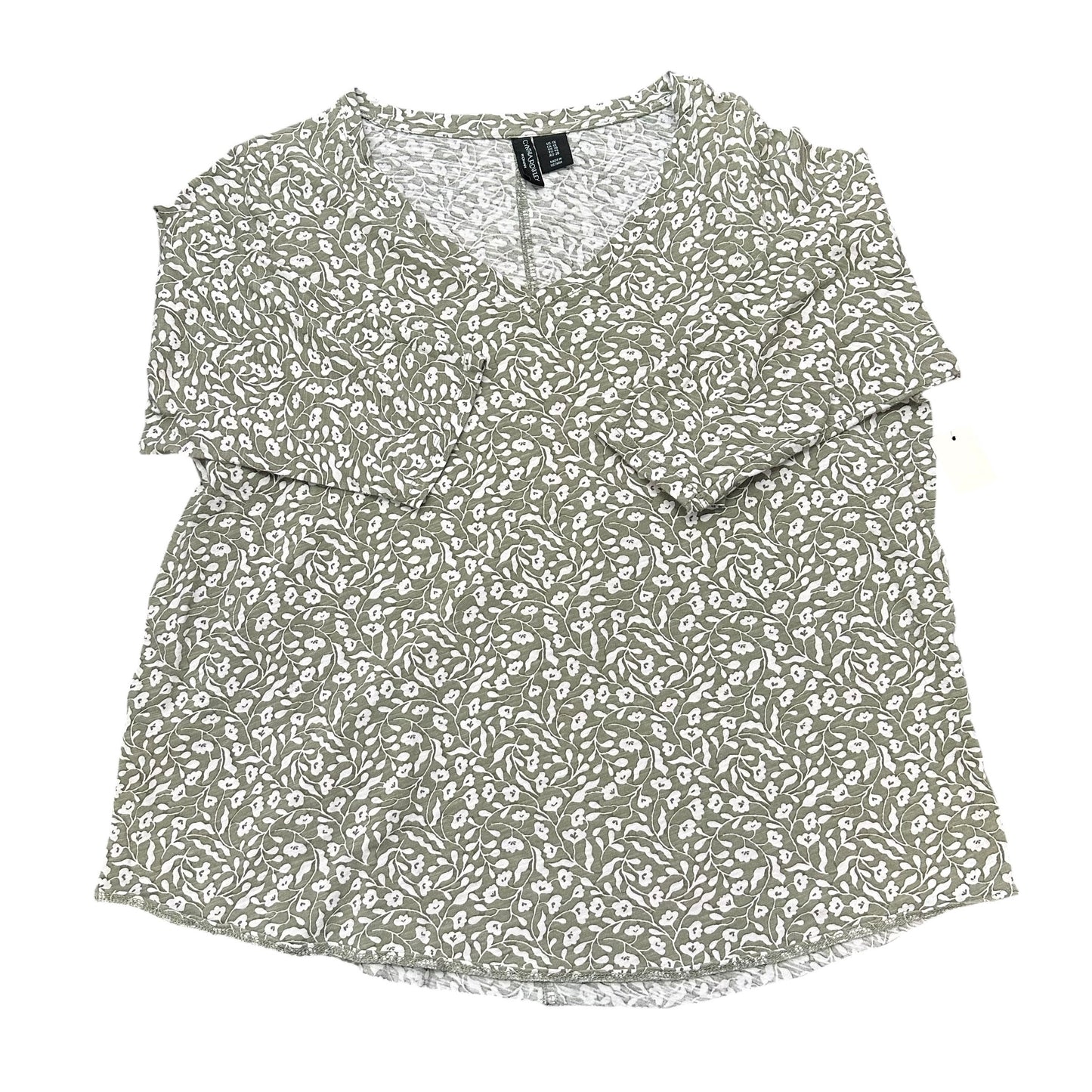 CYNTHIA ROWLEY GREEN WHITE FLORAL TOP 218 1X