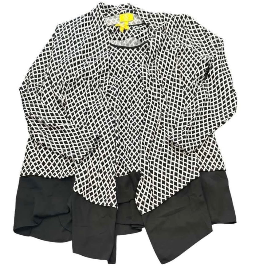 LIZ LANGE BLK WHITE CARDIGAN SET 125 XL