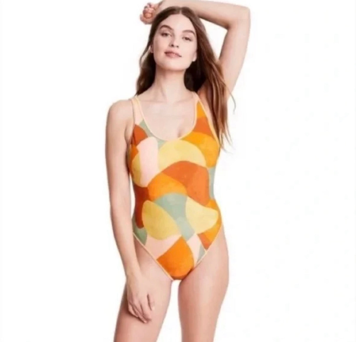 FE NOEL X TARGET ORANGE BROWN SWIMSUIT 139 NWT $45 LARGE