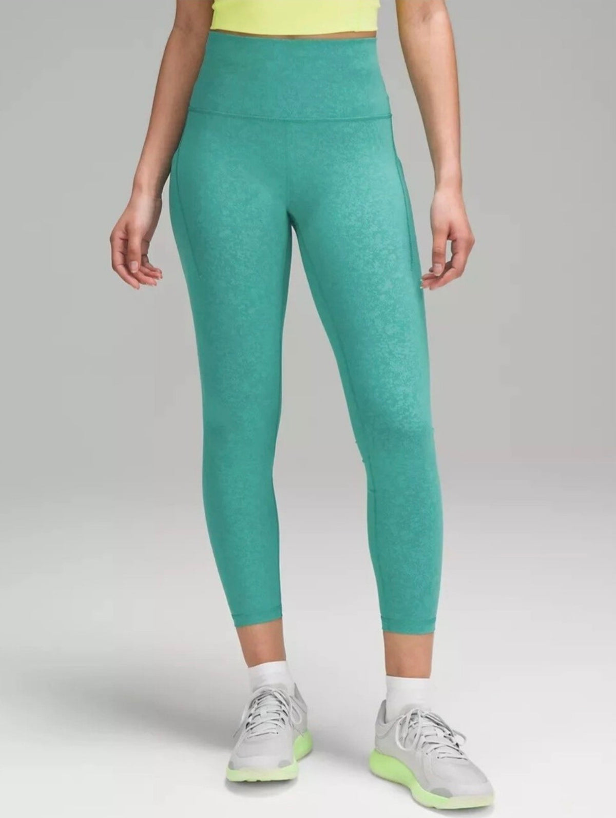 LULULEMON HIGH RISE LEGGINGS WUNDER TRAIN BLAZE MALDIVES GREEN 196 SZ 12