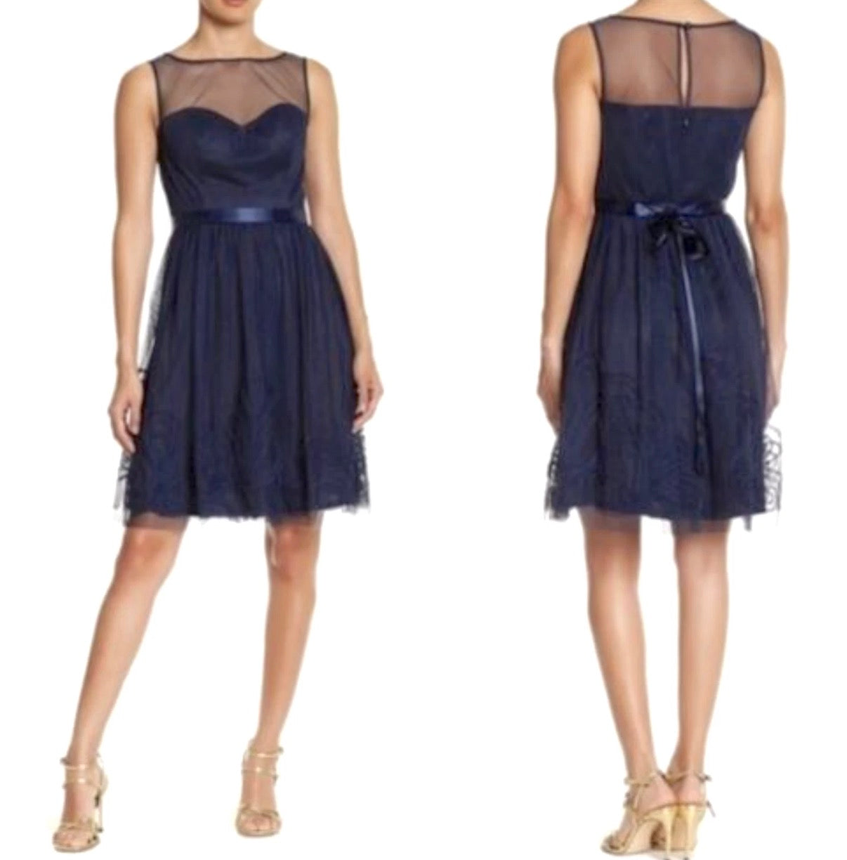 ELIZA J NAVY TULLE DRESS 87 MEDIUM