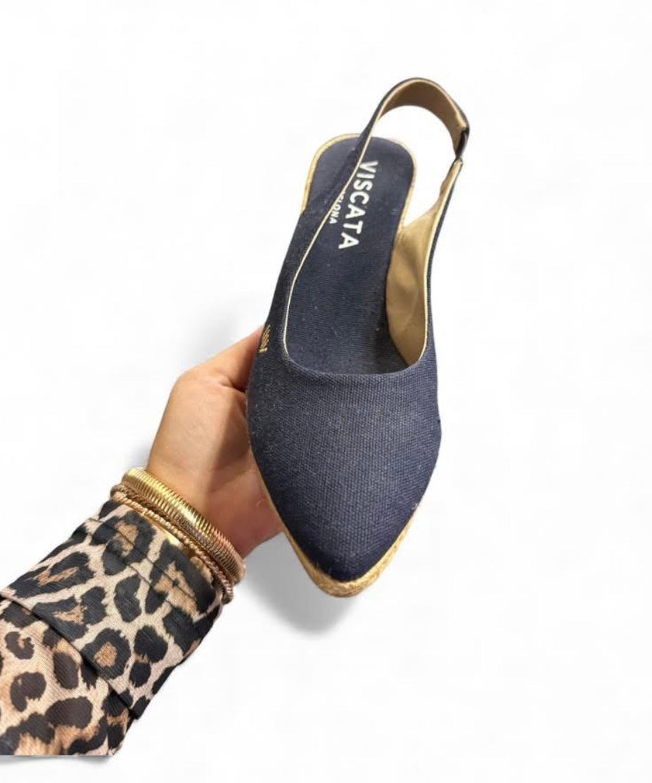 VISCATA BARVELONA LLORET NAVY ESPADRILLE WEDGES 214 SZ 8.5