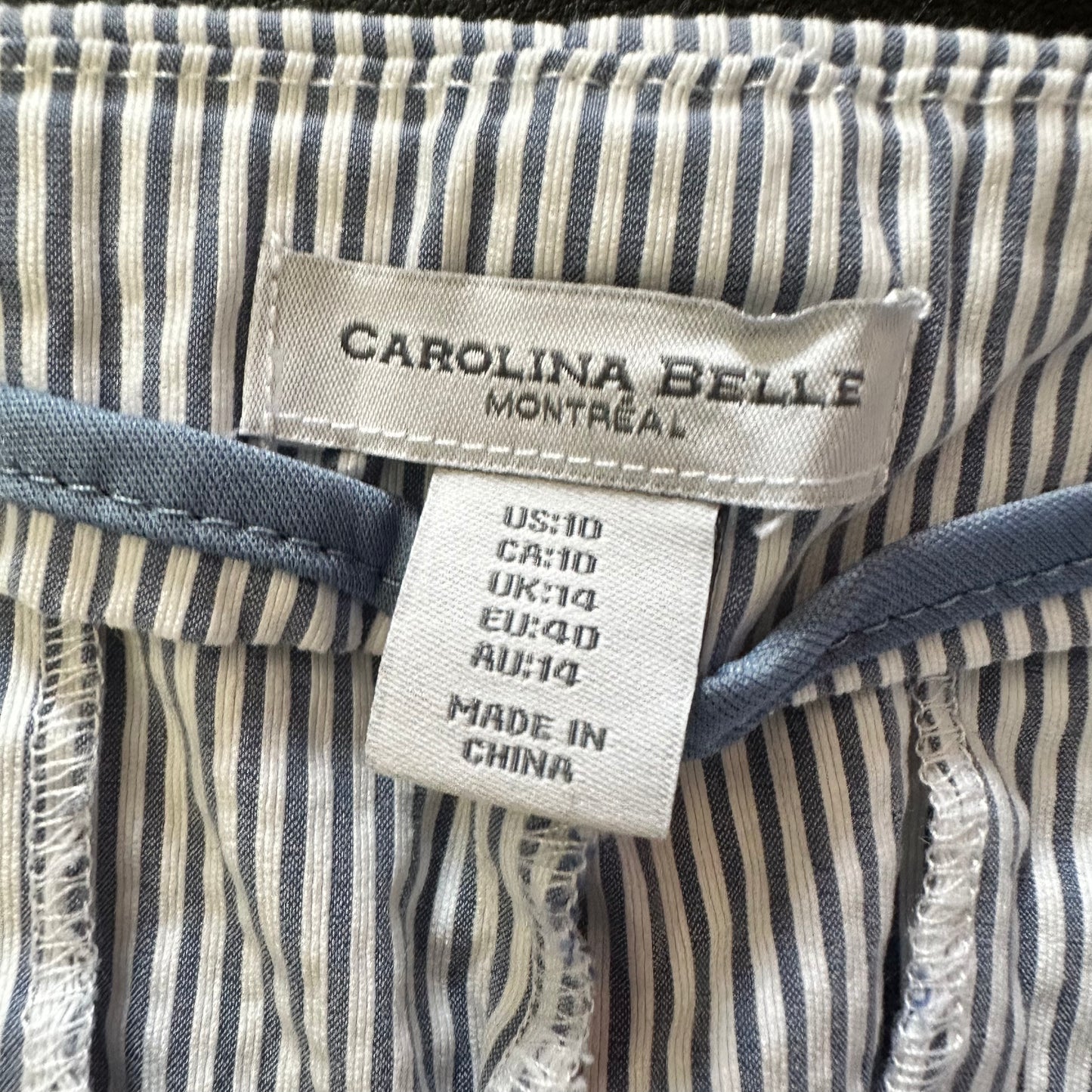 CAROLINA BELLE STRIPED BLUE WHITE PANTS (8) 10