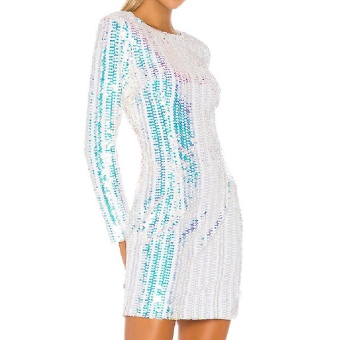 ENDLESS ROSE WHITE SEQUINS MINI DRESS SMALL