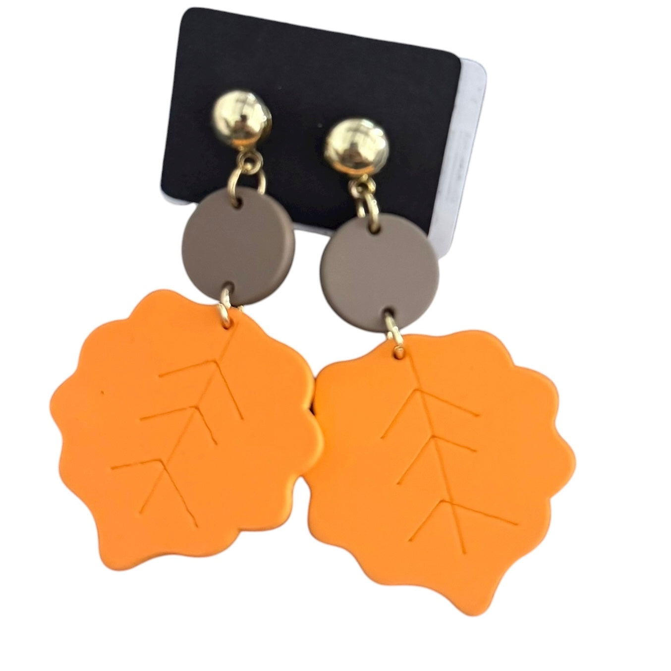 ORANGE BROWN LEAF EARRINGS 100
