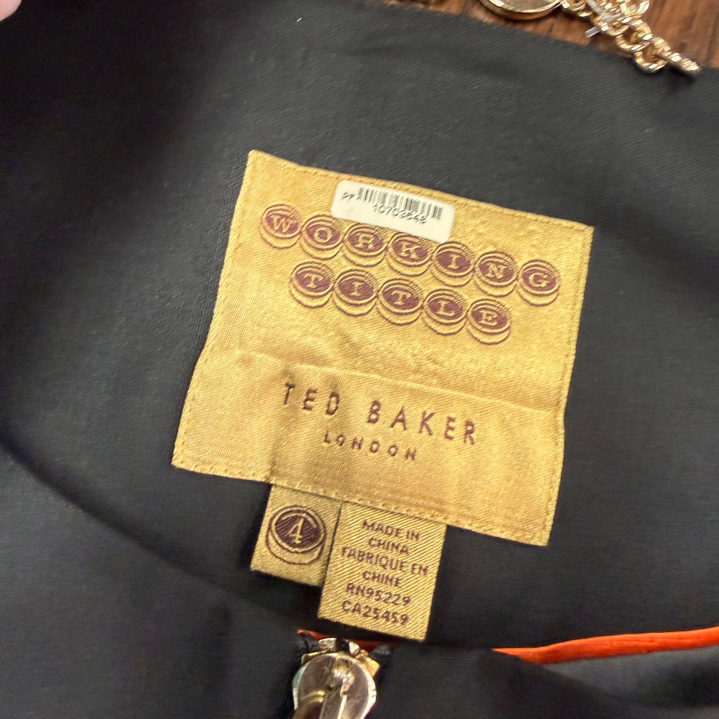 TED BAKER BLACK BLAZER WOOL BLEND 3/4 SLEEVE 100 LARGE