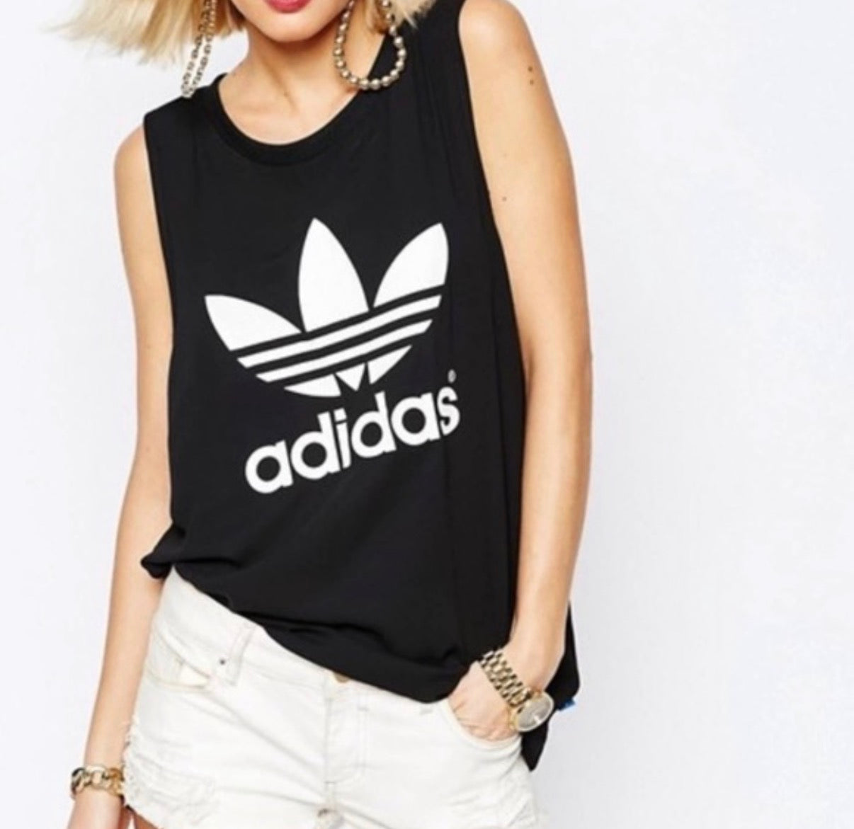 ADIDAS BLACK LOGO ATHLETIC TANK TOP 27 SMALL