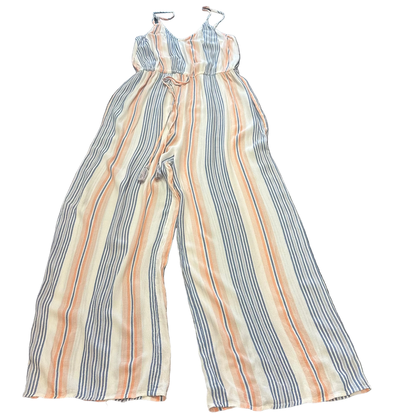 KIWI PUNCH WHITE BLUE STRIPED JUMPSUIT 100 LARGE