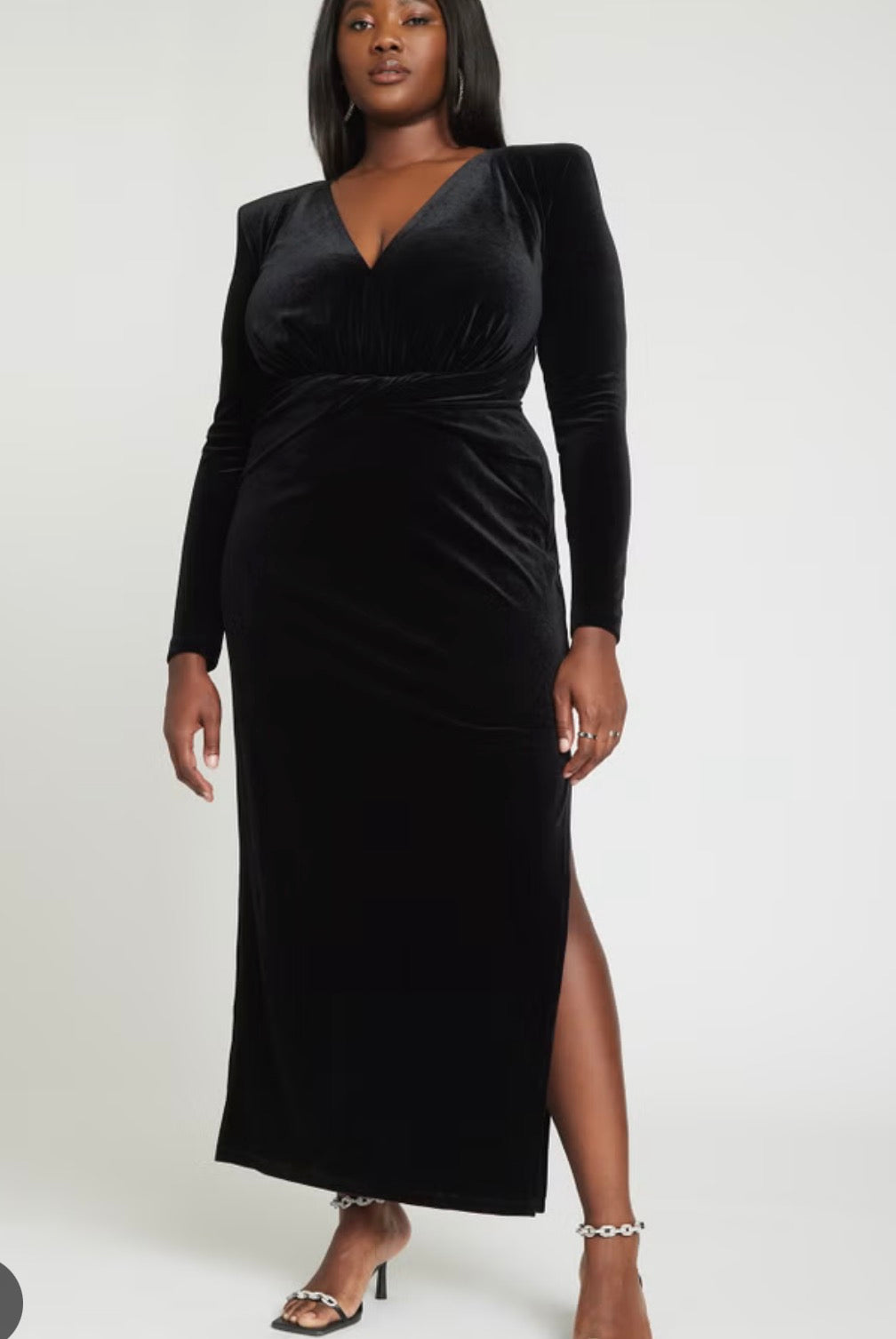 ELOQUII BLACK VELVET FULL LENGTH DRESS 56 SZ 18
