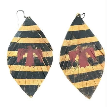 BROWN BLACK STRIPED FEATHER EARRINGS 143