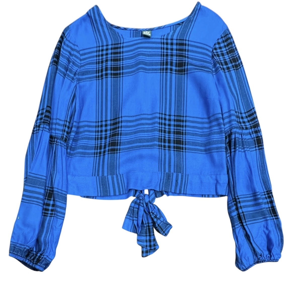 WILD FABLE BLUE BLACK PLAID BLOUSE 153 MEDIUM