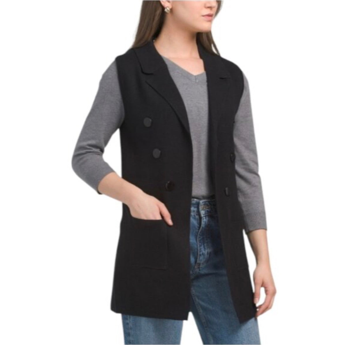 SIONI BLACK TUXEDO VEST MEDIUM