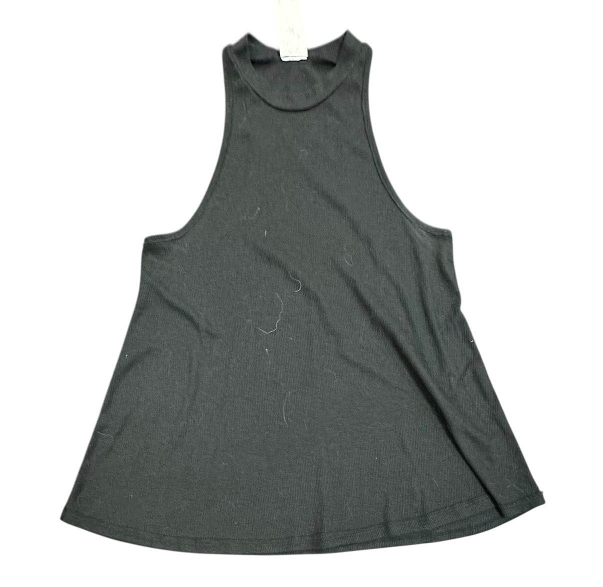 FREE PEOPLE HIGH NECK BLACK RIBBED TANK 100 MEDIUM
