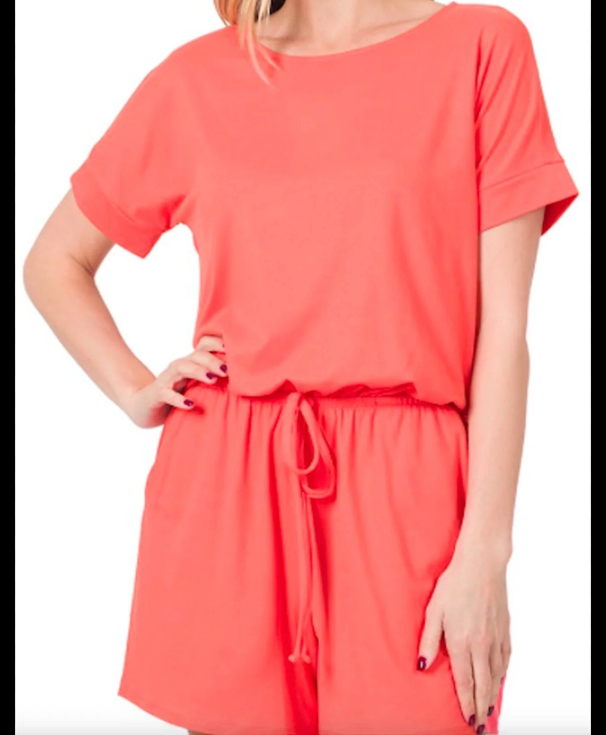 ZENANA NEON PINK ROMPER W POCKETS 280 LARGE