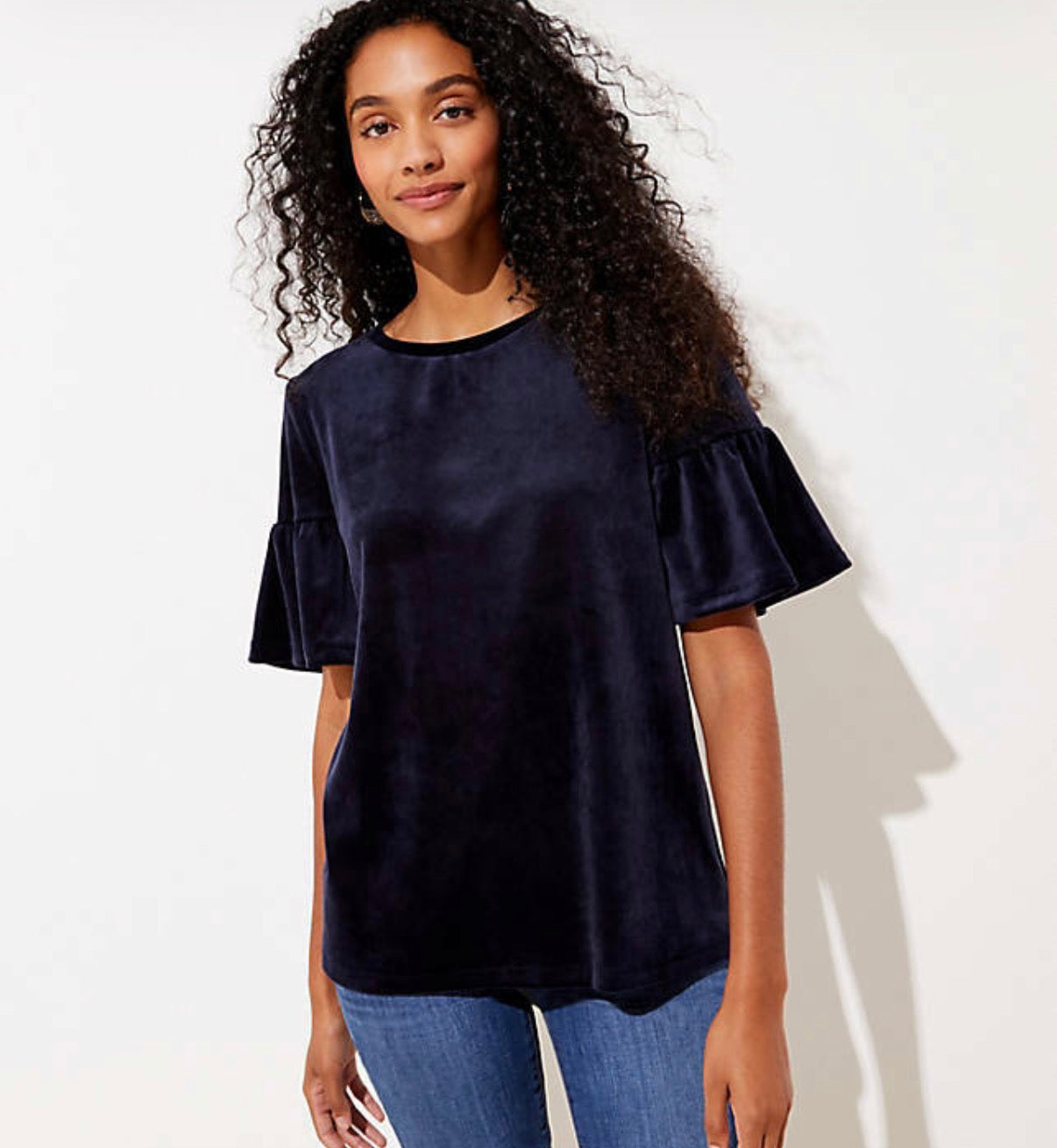 LOFT NAVY VELOUR BLOUSE 58 XL