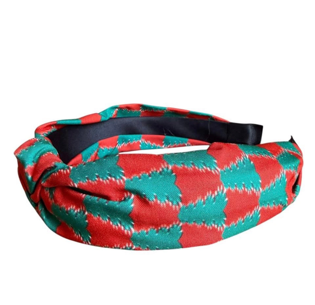 RED GREEN CHRISTMAS CHECKERED HEADBAND