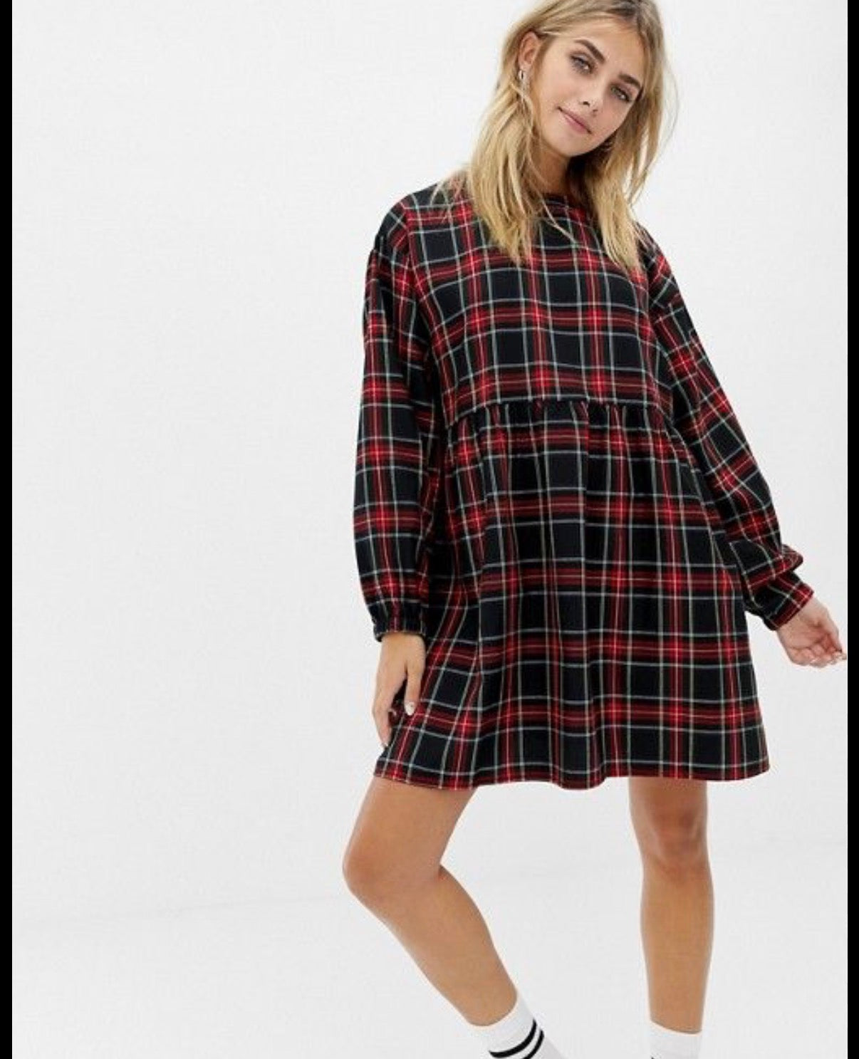 COLLUSION BLACK PLAID DRESS 100 SZ 0