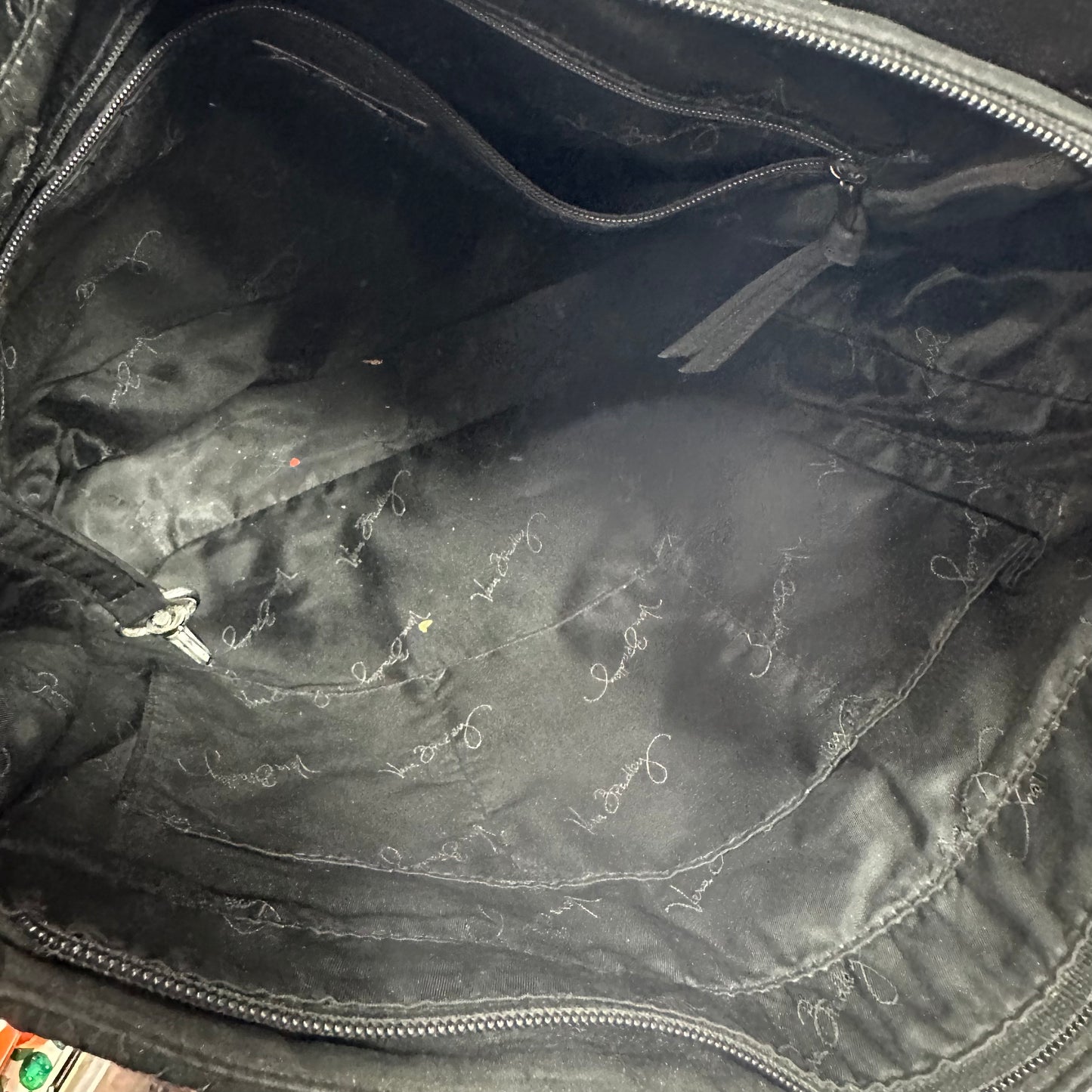 VERA BRADLEY BLACK TOTE 7 GOOD USED CONDITION