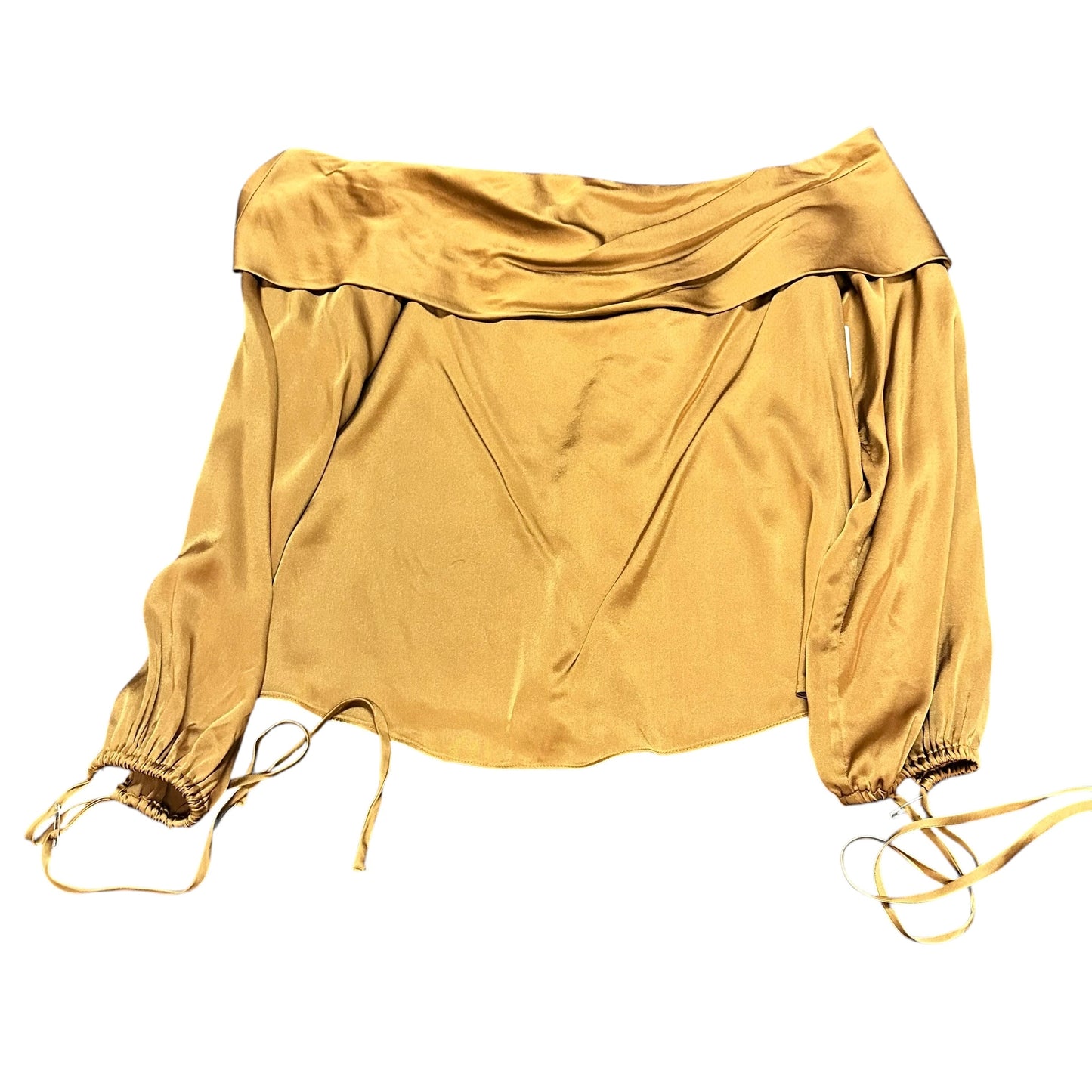 LPA BROWN SATIN OFF SHOULDER BLOUSE 249 MEDIUM