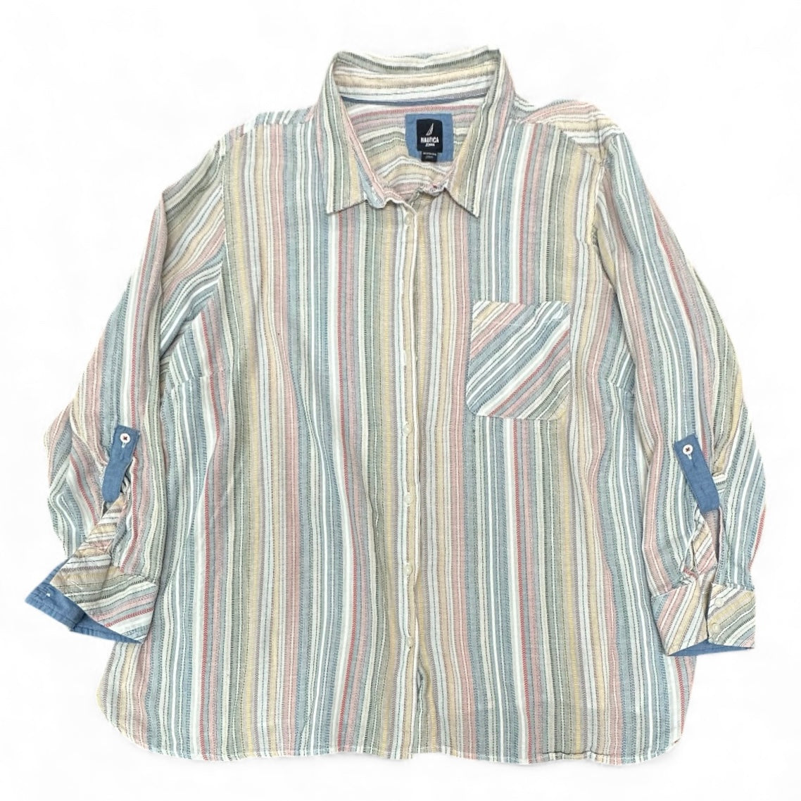 NAUTICA JEANS STRIPED BUTTON UP BLOUSE 196 3X