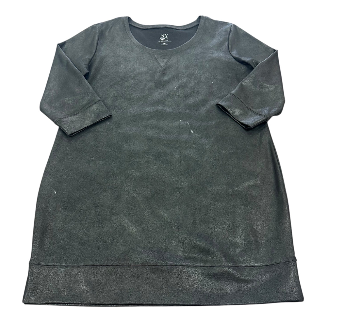 NY&CO BLACK METALLIC SWEATSHIRT DRESS 164 LARGE UNTREATED SPOT