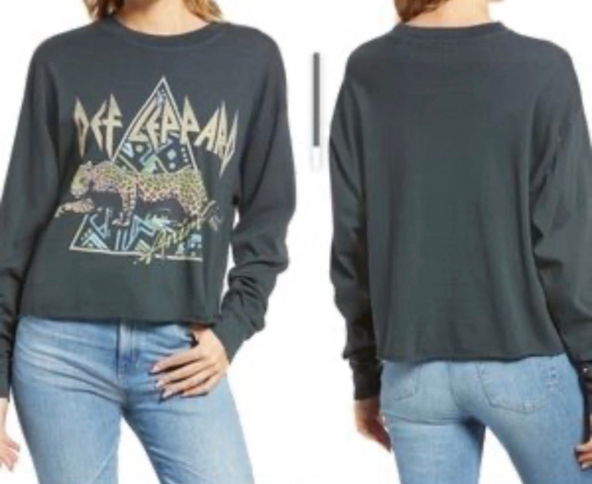 DAYDREAMER WOMENS LONG SLEEVE T-SHIRT DEF LEPPARD GRAY LARGE