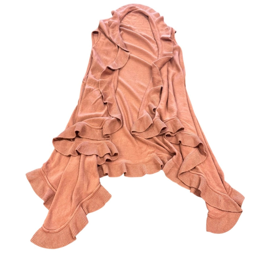DUSTY ROSE KNIT VEST RUFFLE HEM 125 ONE SIZE