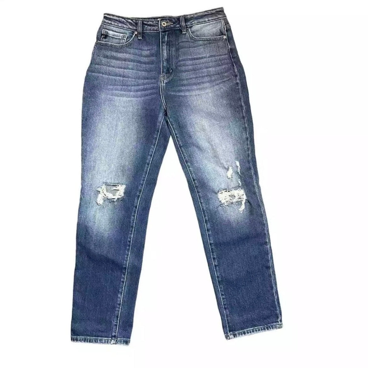 KANCAN BLUE DENIM JEANS DISTRESSED SZ 9/28