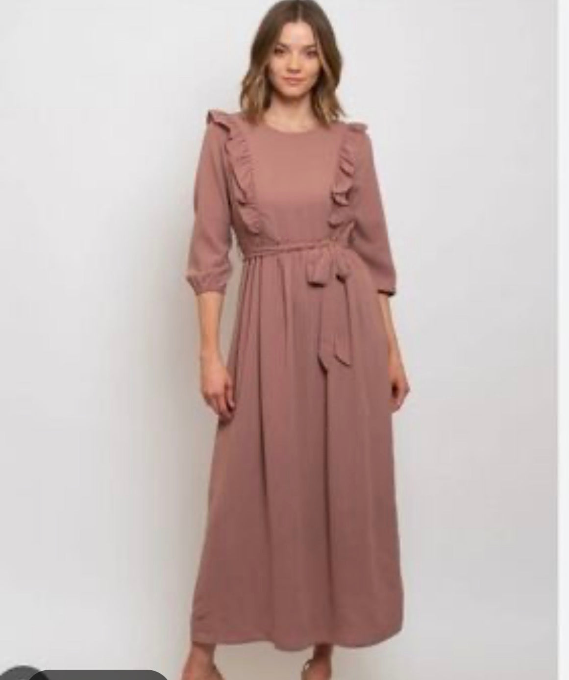 ROOLEE RUFFLE MAUVE MIDI DRESS NWT 100 SMALL