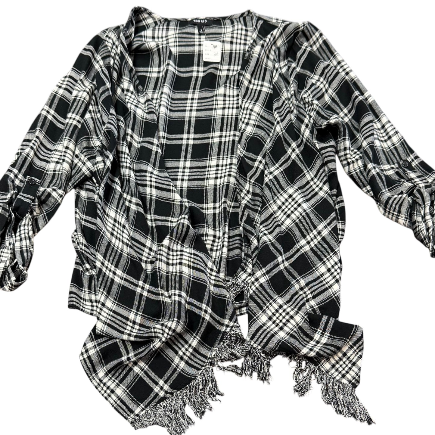 TORRID BLACK WHITE OPEN FRONT CARDIGAN 227 SZ 3X