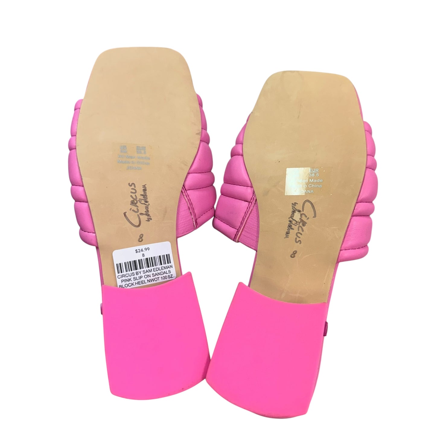 CIRCUS BY SAM EDLEMAN PINK SLIP ON SANDALS BLOCK HEEL NWOT 100 SZ 8