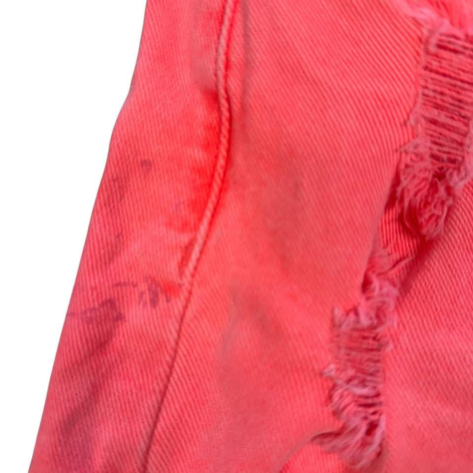 RISEN NEON PINK DENIM SHORTS HIGH WAISTED 143 UNTREATED SPOT LARGE