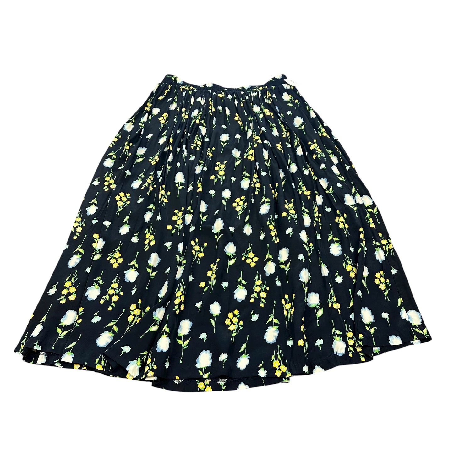 COLDWATER CREEK NAVY FLORAL FULL LENGTH SKIRT 100 LARGE PETITE