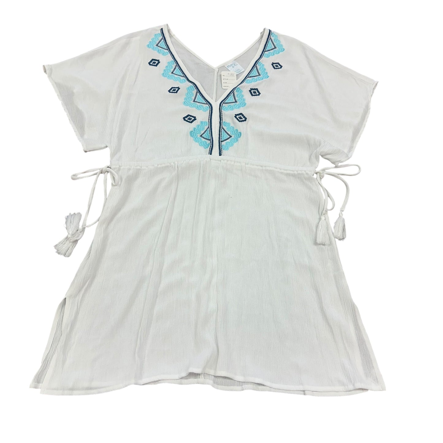 KONA SOL WHITE EMBROIDERED COVERUP 191 LARGE