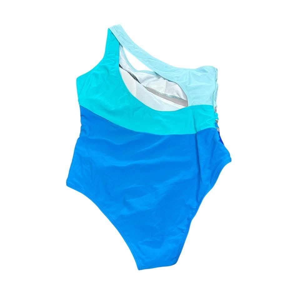 ONE SHOULDER BLUES SWIMSUIT 228 NWOT LARGE