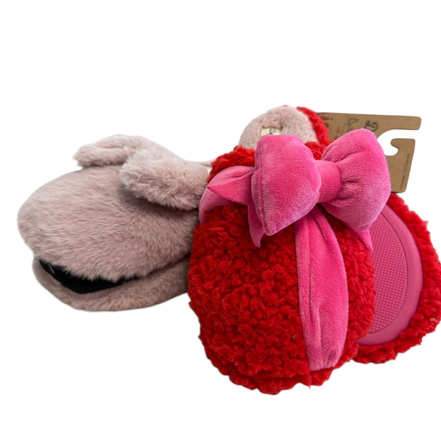 DEARFOAMS COZY COMFORT RED PINK SLIPPERS NWT 14 SZ 6